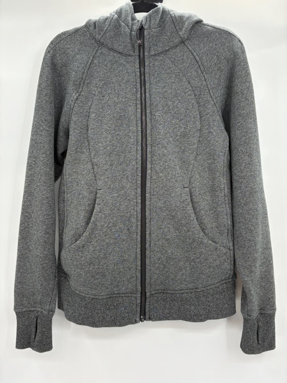 Lululemon Women’s Heathered Gray Speckled Black Scuba Hoodie Sweatshirt Size 10